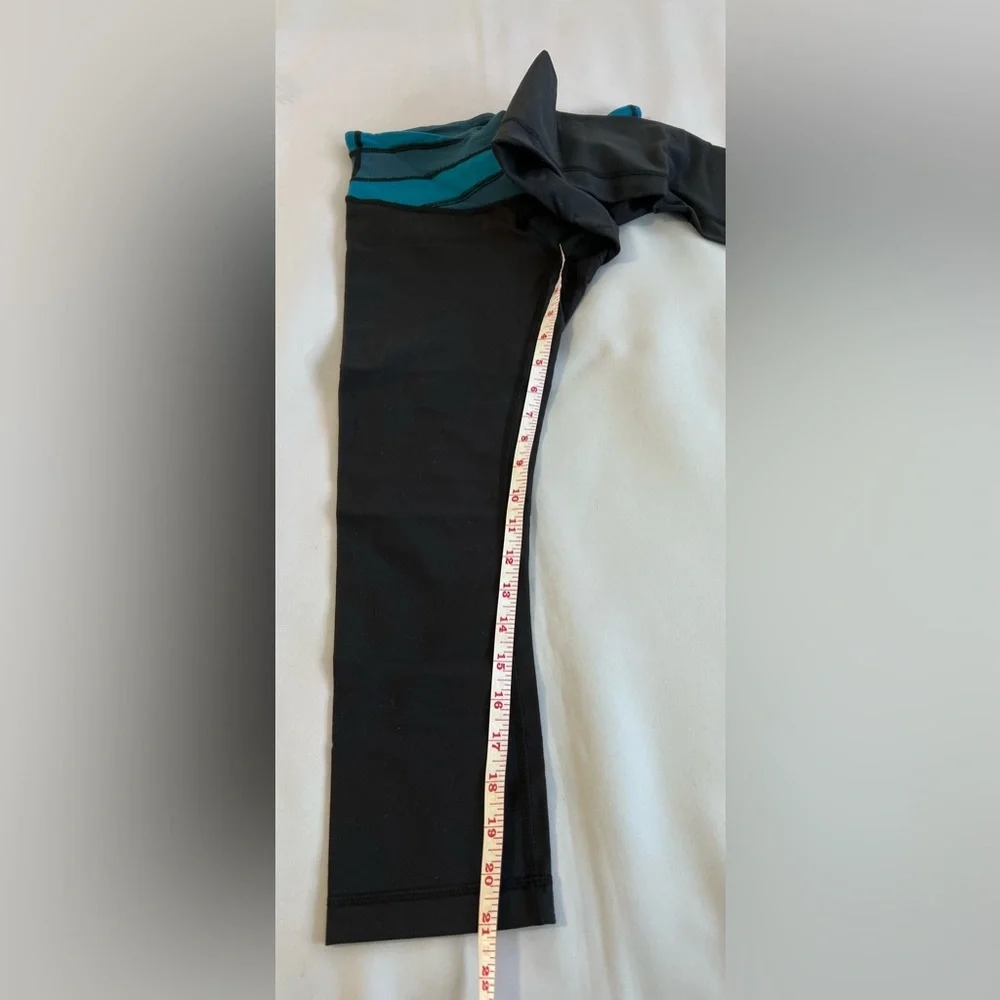 Lululemon Wunder Under Crop III Legging Black Tofino Teal Alberta‎ Lake, Size 4